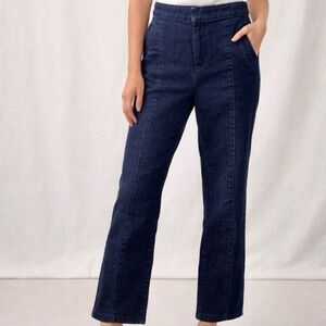 Tory Burch ‘Vanner’ Slim Leg Pleated Jeans in “Rinse” Deep Indigo Wash Size 29